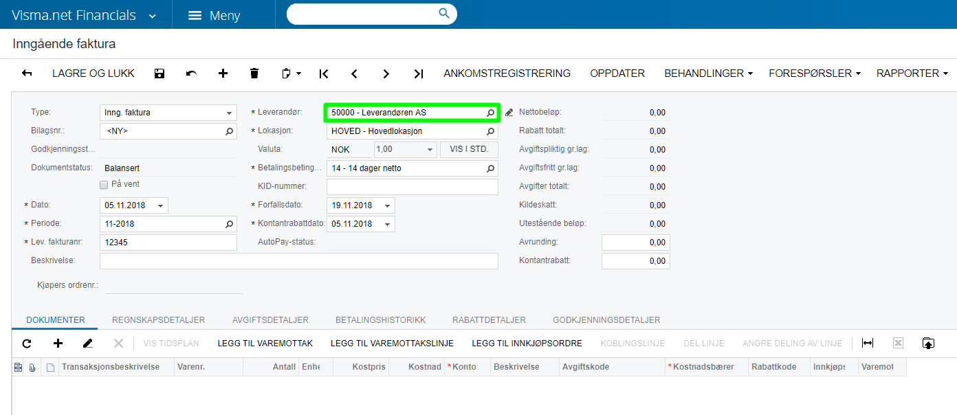 Hvordan Opprette Inngående Faktura I Visma.net ERP